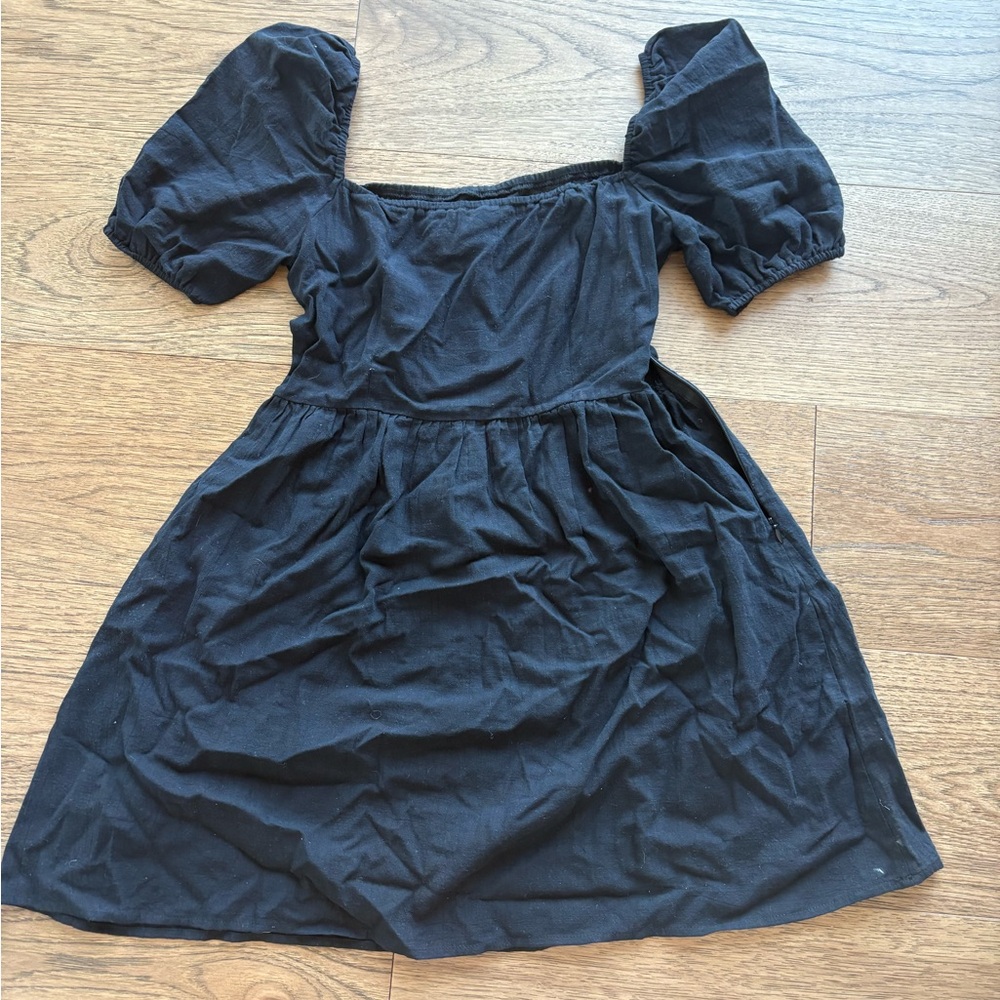 SHEIN Black Puff Sleeve Dress